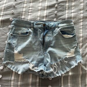 Eunina Blue Distressed Jean Shorts High-Waisted